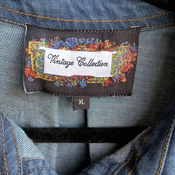 Vintage Collection Colorful Embroidered Denim Shirt Dress W/Pockets_XL - Picture 4 of 7